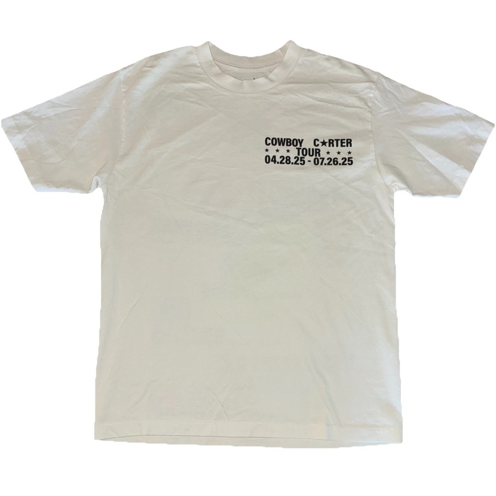 Beyonce CCT Official‎ Tour Tee M White Cowboy Carter Tour 2025 Merch NEW *holes